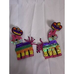 Women's Fiesta Mexican Piñata Sequin Beaded Festive Earrings